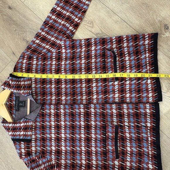 Tahari Knit Jacket Blazer – Red Blue Black Houndstooth Pattern, Size Small - Picture 8 of 10